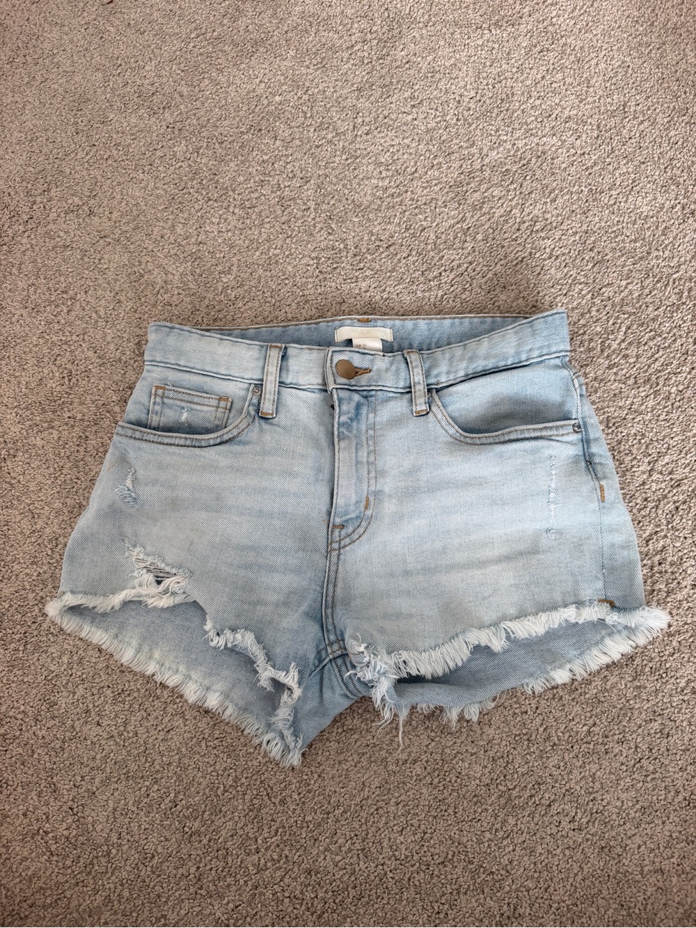 H&M Light Blue Distressed Denim Shorts